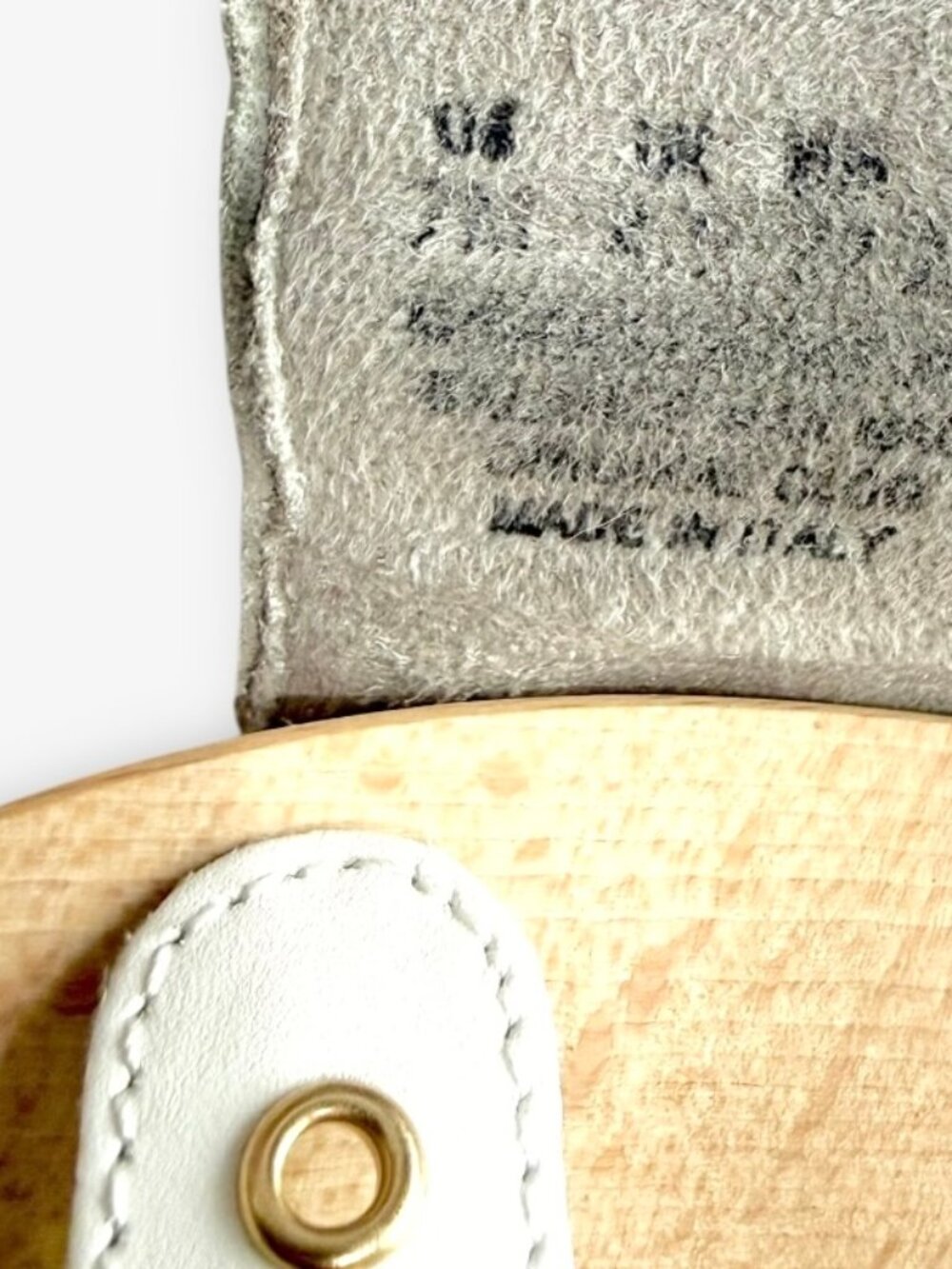 Dr. Scholl's Original Pescura Slide Sandals in White Leather with Gold Size 7 - Picture 7 of 9